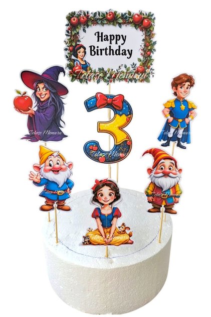 Snow White Birthday Concept and Cake Topper - 3 Year Old Snow White Cake Topper and Birthday