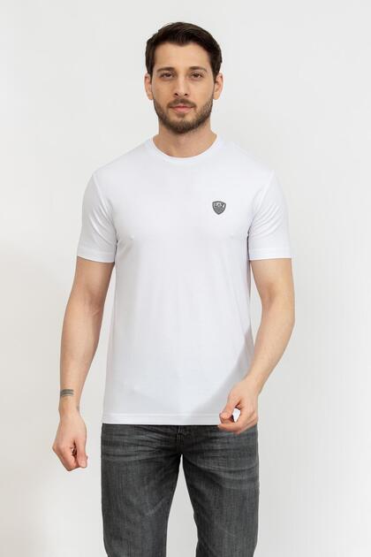 Erkek Regular Fit Yuvarlak Yaka Kısa Kollu Beyaz T-Shirt