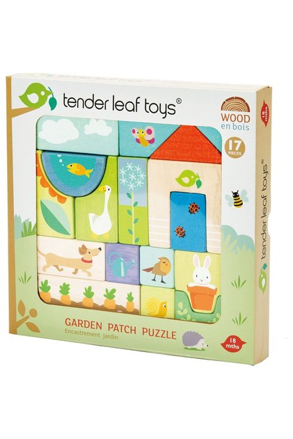 Cuburi din lemn Tender Leaf Toys - Colt de gradina