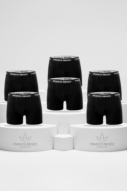 Men's 6-Piece Luxury Boxed Cotton and Stretch Fabric Boxers - Black