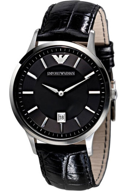Men Stainless Steel Leather Quartz Watch