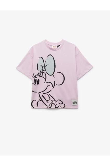 Minnie Mouse Licensed Short Sleeve Sequin Cotton Printed T-Shirt