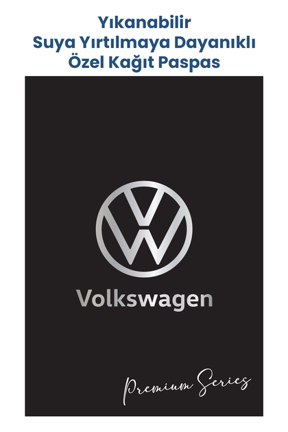 Suya Dayanıklı Yıkanabilir Volkswagen Oto Paspas Kağıdı Siyah Gümüş Baskı 50 Adet - 35x50cm - Kalın