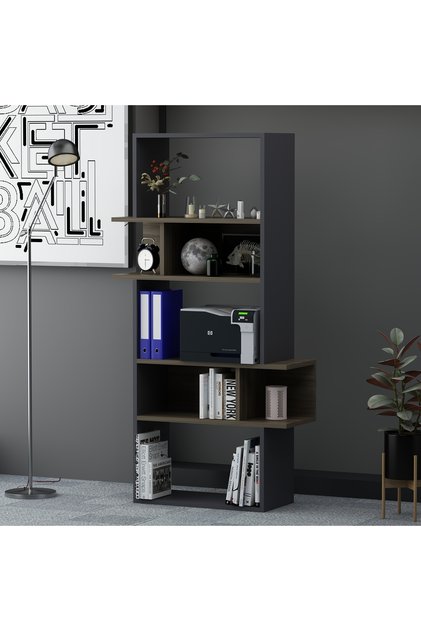 Infy Kitaplık Antrasit Ceviz