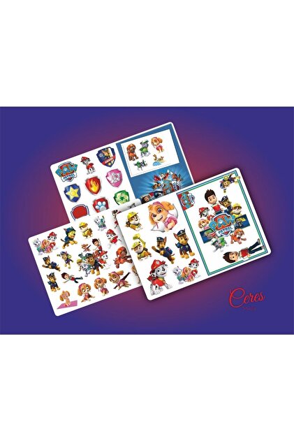 Paw Patrol Sticker Etiket 3 Sayfa (A5) 50 Adet Etiket
