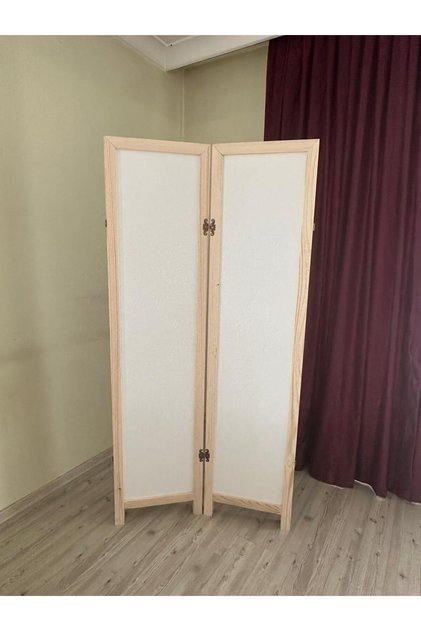 Ahşap Paravan Ahşap Seperatör 2 Kanatlı Çift Taraflı Beyaz Mdf 80x170