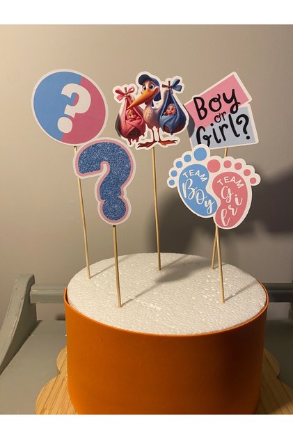 Gender Reveal Party Cake Topper Birthday Decoration