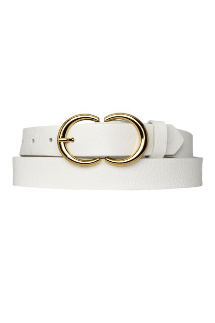 100% Genuine Leather Gold C?Buckle Milk White Thin Women's Belt, 3cm=3cm-kdn-37