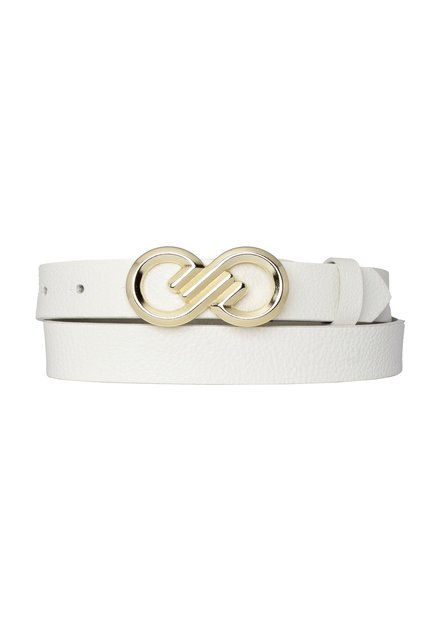 100% Genuine Leather, Gold Buckle 3 Cm Milk White Women's Belt; Dress, Trouser Belt = 3cm-kdn-43
