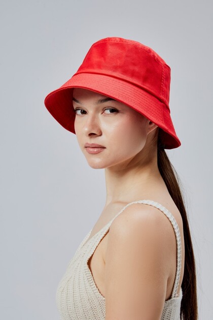 Summer Fabric Bucket Hat, Men's Women's Plain Fisherman Bucket Hat, Unisex Red