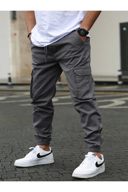 Lycra smoked cargo pants with elastic waist and legs
