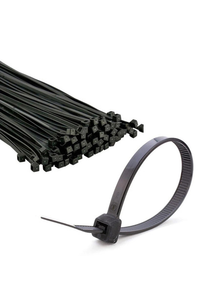 GenelTedarik 4.8x380 mm Siyah Plastik Kablo Bağı Klipsi Cırt