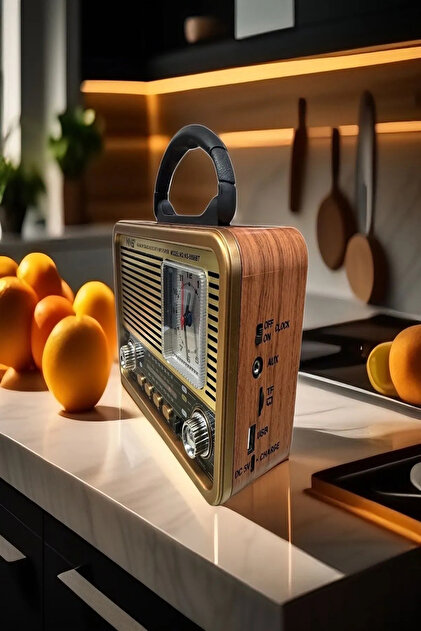 L'eDoren NS-8898BT Nostaljik Radyo Analog Saatli FM Radyo
