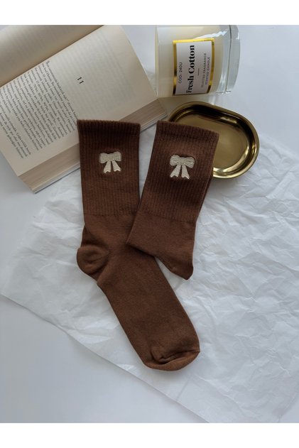 Stylish Ribbon Embroidered Socket Colorful Summer Winter Unisex Cotton Socks