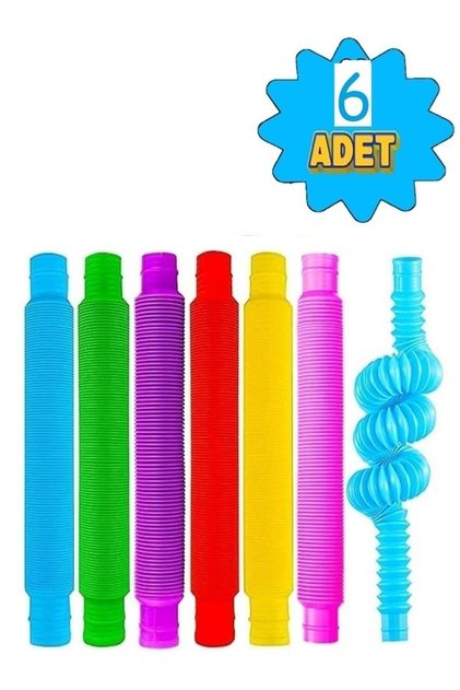 Uzayan Boru Oyuncak Hortum Orijinal Türk Malı 6 Adetli Pop Tubes Eğitici Katlanır