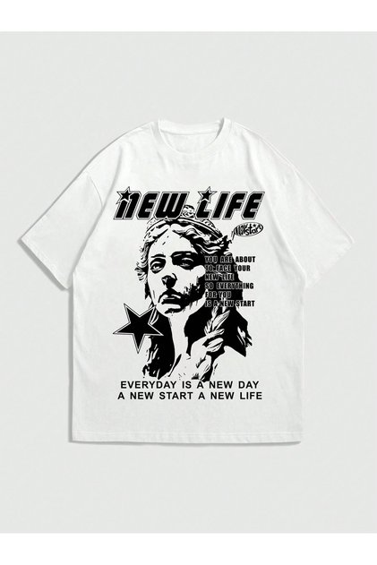 Oversized Short-Sleeve Printed T-Shirt