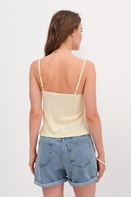 Addax Linen Blended Strappy Tank Top A17137- Trendyol