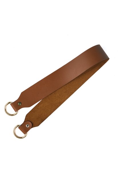 Leather Bag Handle Brown 60 cm Gold Metal Detailed
