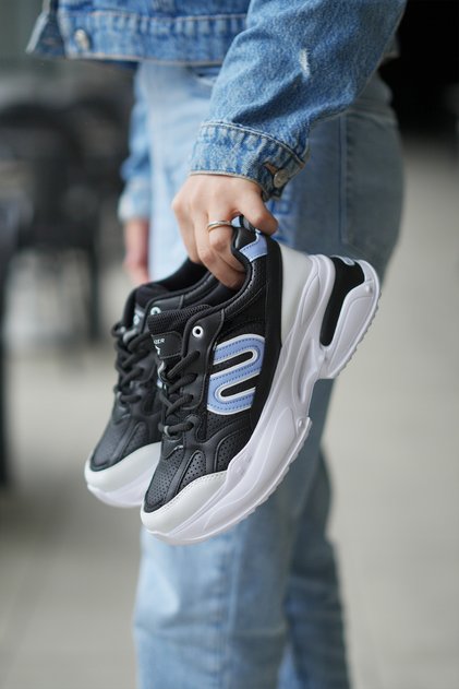Women's Black Blue Sneaker Casual Sports Shoes 040