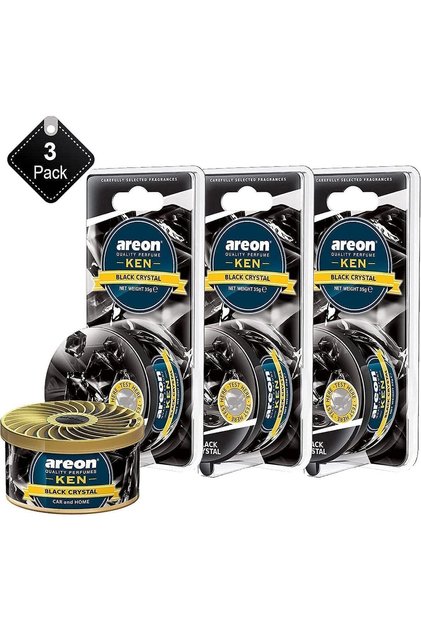 Areon - Air Freshener Ken Black Crystal - (Pack of 3)