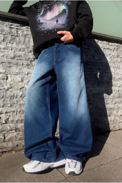 Mavi Baggy Retro Kalıp Pantolon Yıkamalı jean