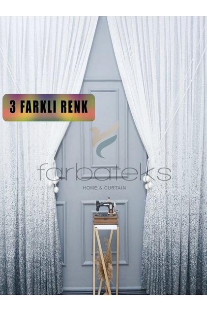 New Design Gray Anthracite Smoked Sprinkled Tulle and Right/Left Set Tulle Background Curtain