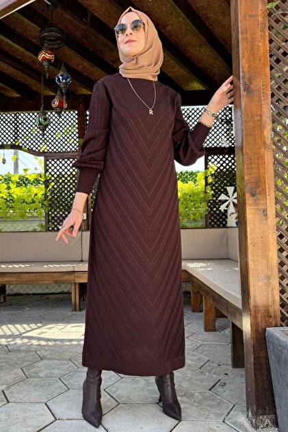 あんこ Rabia Şamlı Yağmur Triko Elbise Acı Kahve - Fiyatı, Yorumları