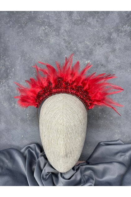 Arden Feathered Beaded Bridal Henna Crown Shiny Model