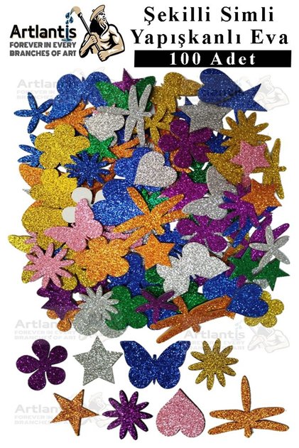 Shaped Glitter Eva Adhesive 1 Pack of 100 Self-Adhesive Glitter Eva Sticker Preschool Nursery