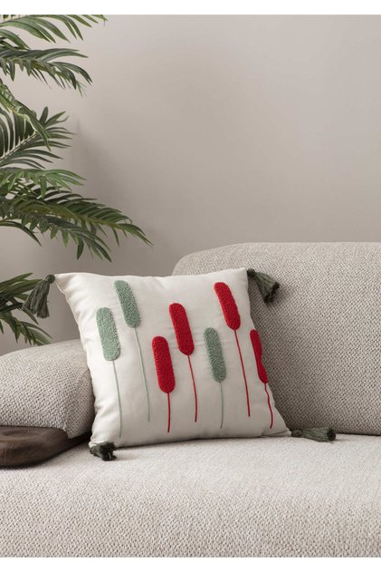 Comfort Series Punch Embroidered Linen Throw Pillow Cover 43X43 cm