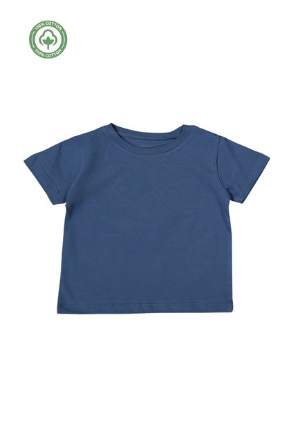 Unisex Kids Crew Neck Short Sleeve 100% Cotton Boys Girls Basic Blue T-Shirt