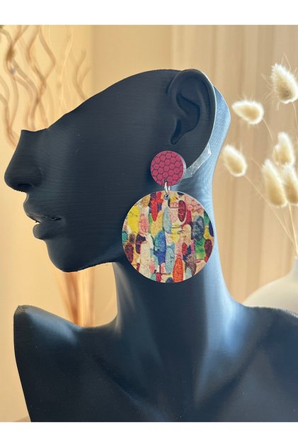 Vintage Style Wood Patterned Style Earrings