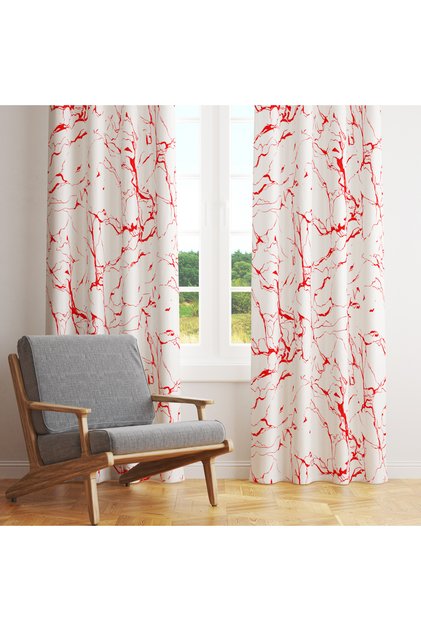 Fluid Motif Curtain on a White Background – Aesthetic & Original Style 140X260 cm Single Wing
