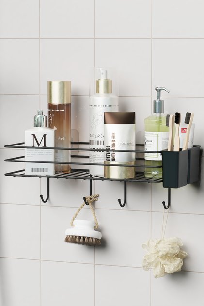 Yapışkanlı Büyük Boy Askılı Banyo Rafı Duş Şampuanlık Duvar Düzenleyici Organizer