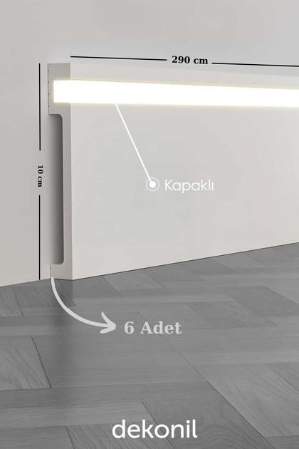 İstanbul Ledli Beyaz Boyanabilir Süpürgelik 10cm (6 Adet)