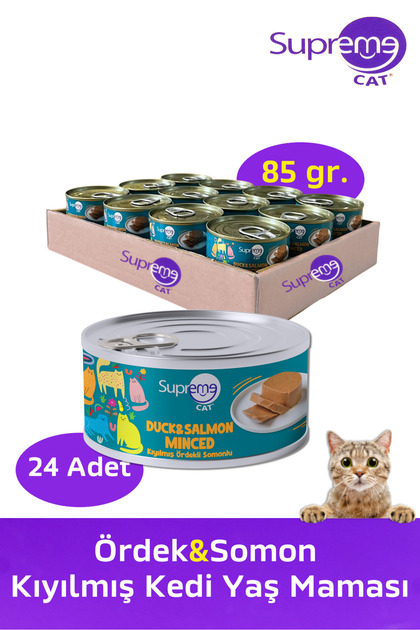 Ördek & Somon Kıyılmış Konserve Kedi Yaş Maması 85 gr