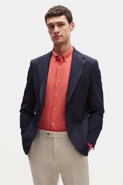 Ds Damat Slim Fit Navy Blue Knitted Fabric Jacket