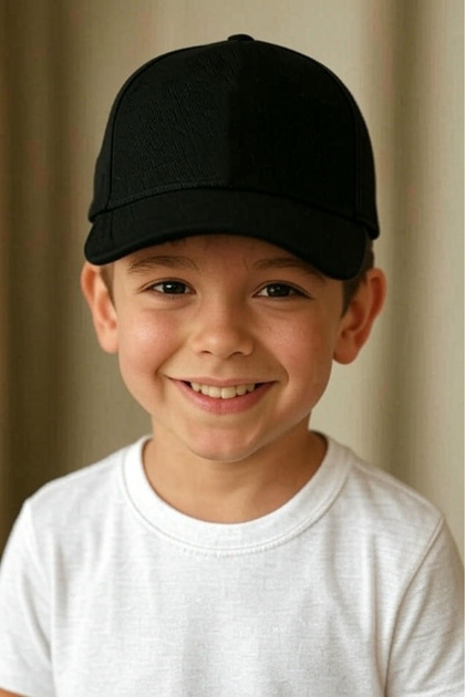 Girl - Boy Black Color Flat Hat