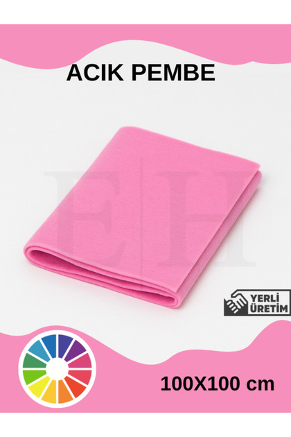 Pembe Renk Metrelik Ince Keçe Kumaş Keçe 1 Mm Aktivite Keçesi Renkli Keçe 1 Metre (100 Cm X 100 Cm)