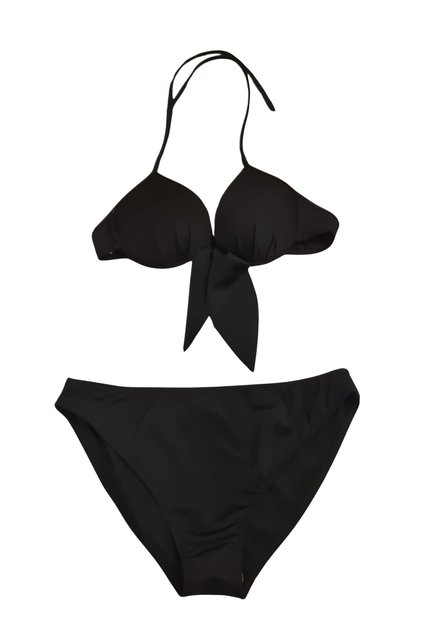 Glowzia Black Brazilian Bow Detail Padding Support Push-Up Bikini Set