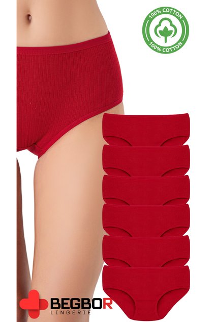 Set of 6 High Waist Red Color Panties