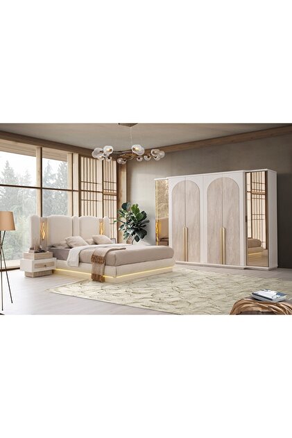 AYDINEV DUBAİ MDF LEDLİ BAZALI YATAK ODASI TAKIMI - Fiyatı, Yorumları