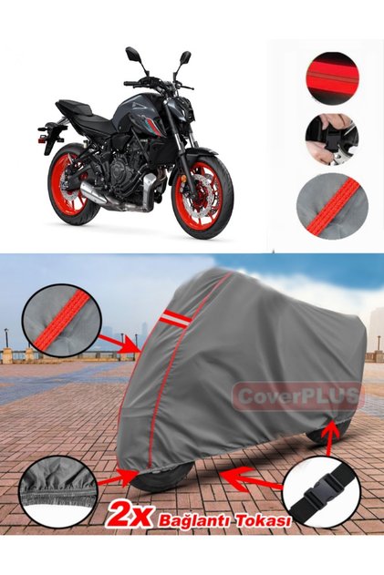 Yamaha Mt-07 Tarpaulin Motor Tarpaulin Motorbike Cover Tent Red Stitched Gray