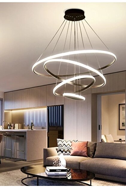 Elektroyou Robin 4 'lü Siyah Ultra Süper Beyaz Ledli Avize