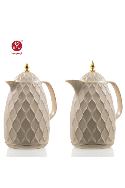 RS-2323-طقم ترمس شاي وقهوة مكون من 2 ترمس روز سعة 1 لتر