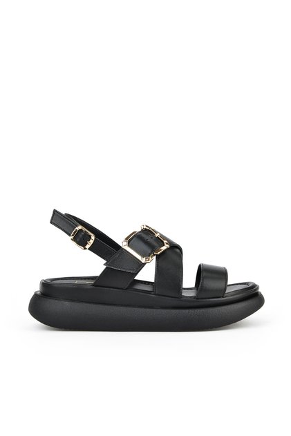 , Women's Genuine Leather Heeled Sandals 151992 Z302 Black