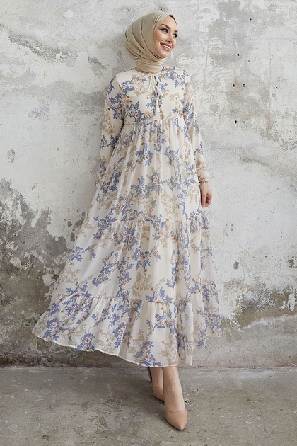 Rochie din șifon cu ciucuri Lavi - Baby Blue