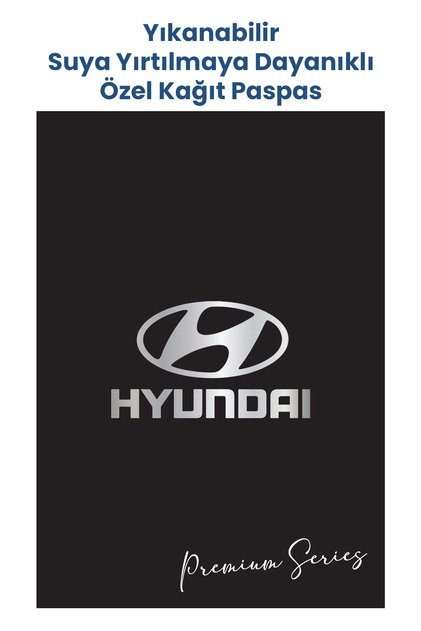 Suya Dayanıklı Yıkanabilir Hyundai Oto Paspas Kağıdı Siyah Gümüş Baskı 50 Adet - 35x50cm - Kalın