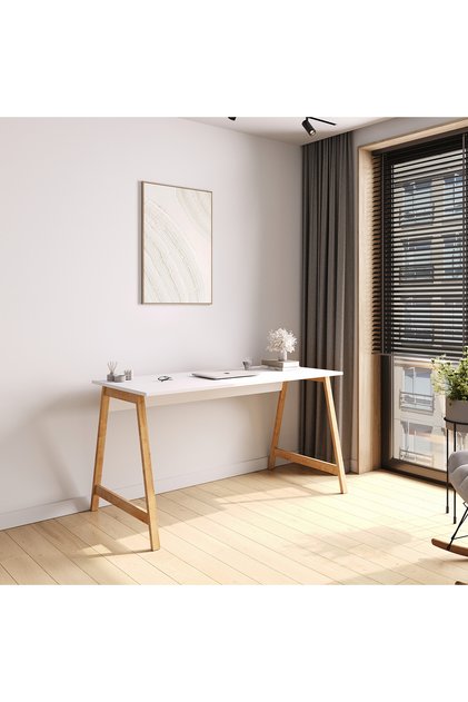 Denge Çalışma Masası 140 cm Beyaz Meşe