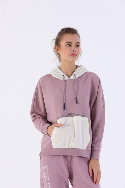 Oversized Women's Hooded Dark Lilac Sweatshirt
